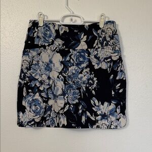 Blue Floral Tummy Control Mini Skirt